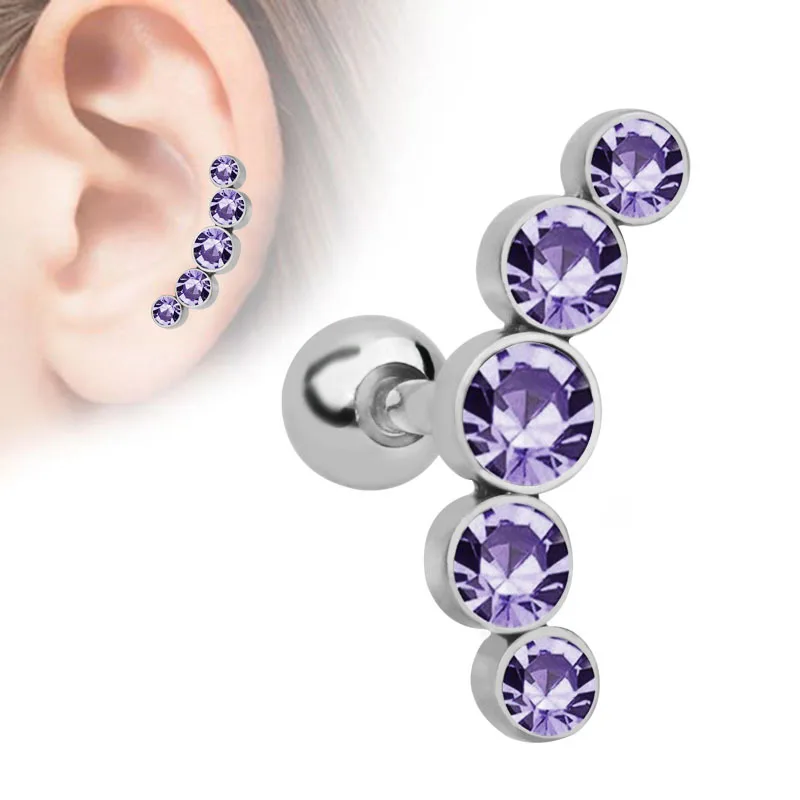 16gauge Steel Ear Tragus Cartilage Piercing Crystal Conch Earrings Barbell Piercing Ear Stud Helix Sexy Jewelry