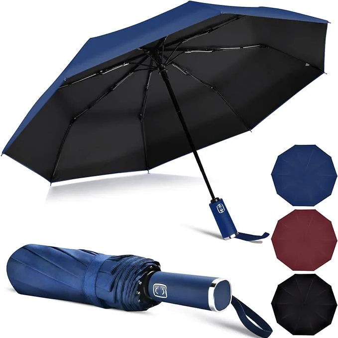 Sun and Rain Compact Folding Black uv Coated Folding Small for Car All-Weather Strong Windproof Travel Umbrella