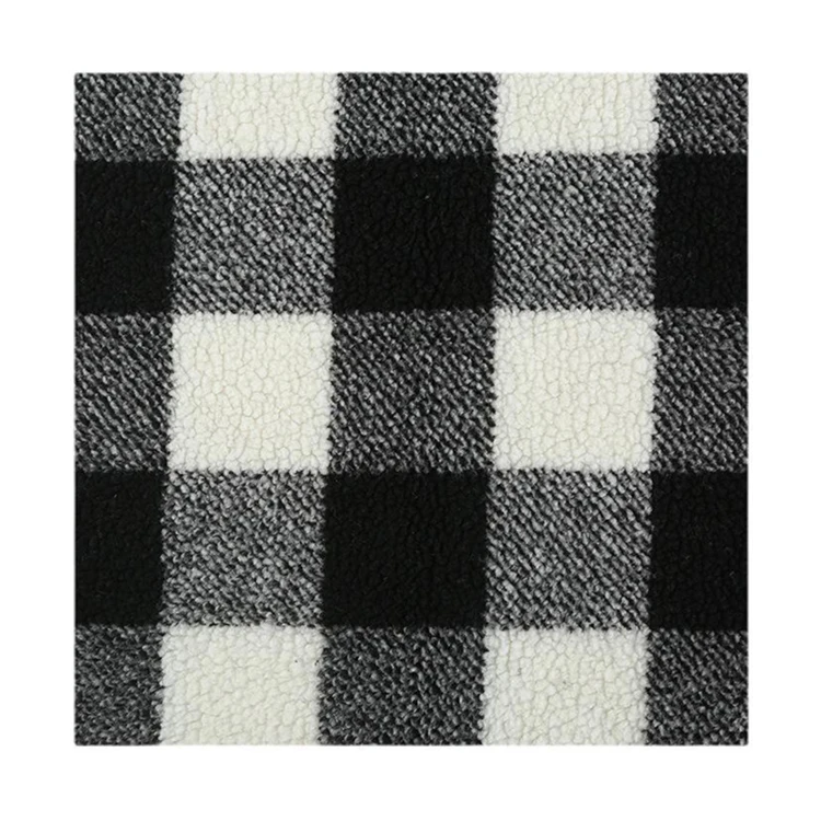 Custom design 100%  polyester 550gsm printed thicken camouflage plaid  jacquard lamb sherpa fleece fabric for autumn winter