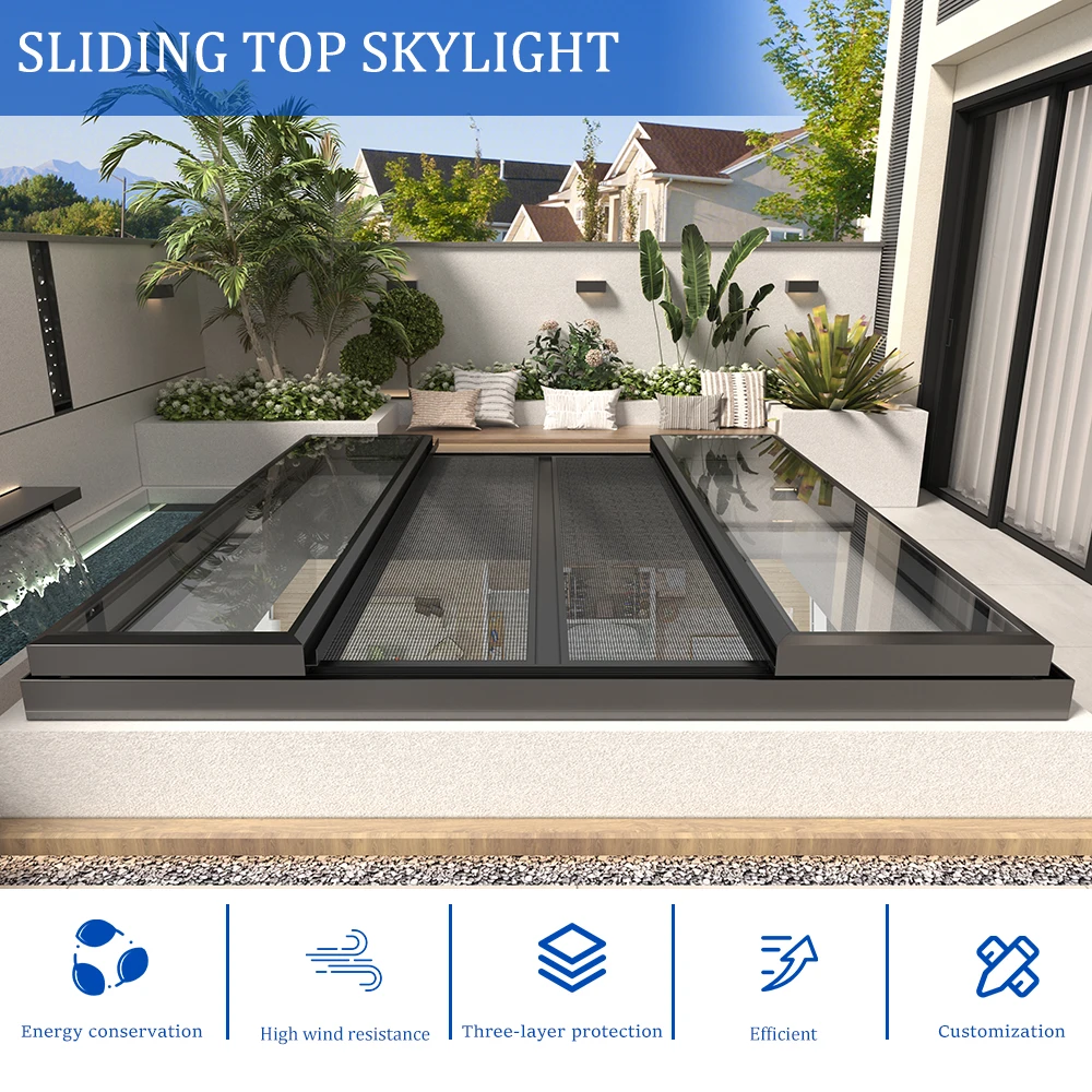 High Quality Living Room Interior Sliding Doors Windows Clear Glass Easy to Use Electric Manual Aluminum Frame PVC Acrylic Sail