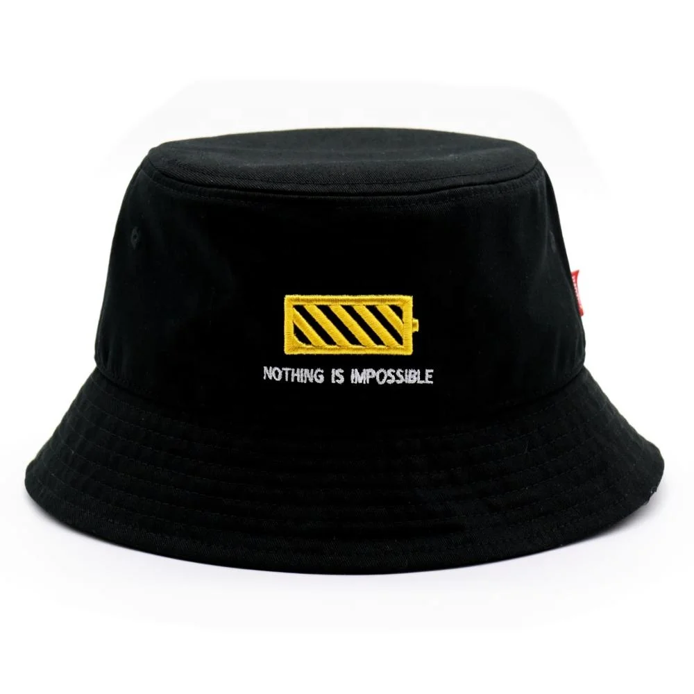 Wholesale Custom Bulk Black Cotton Bucket Hat With Flat Embroidery/Wide Brim