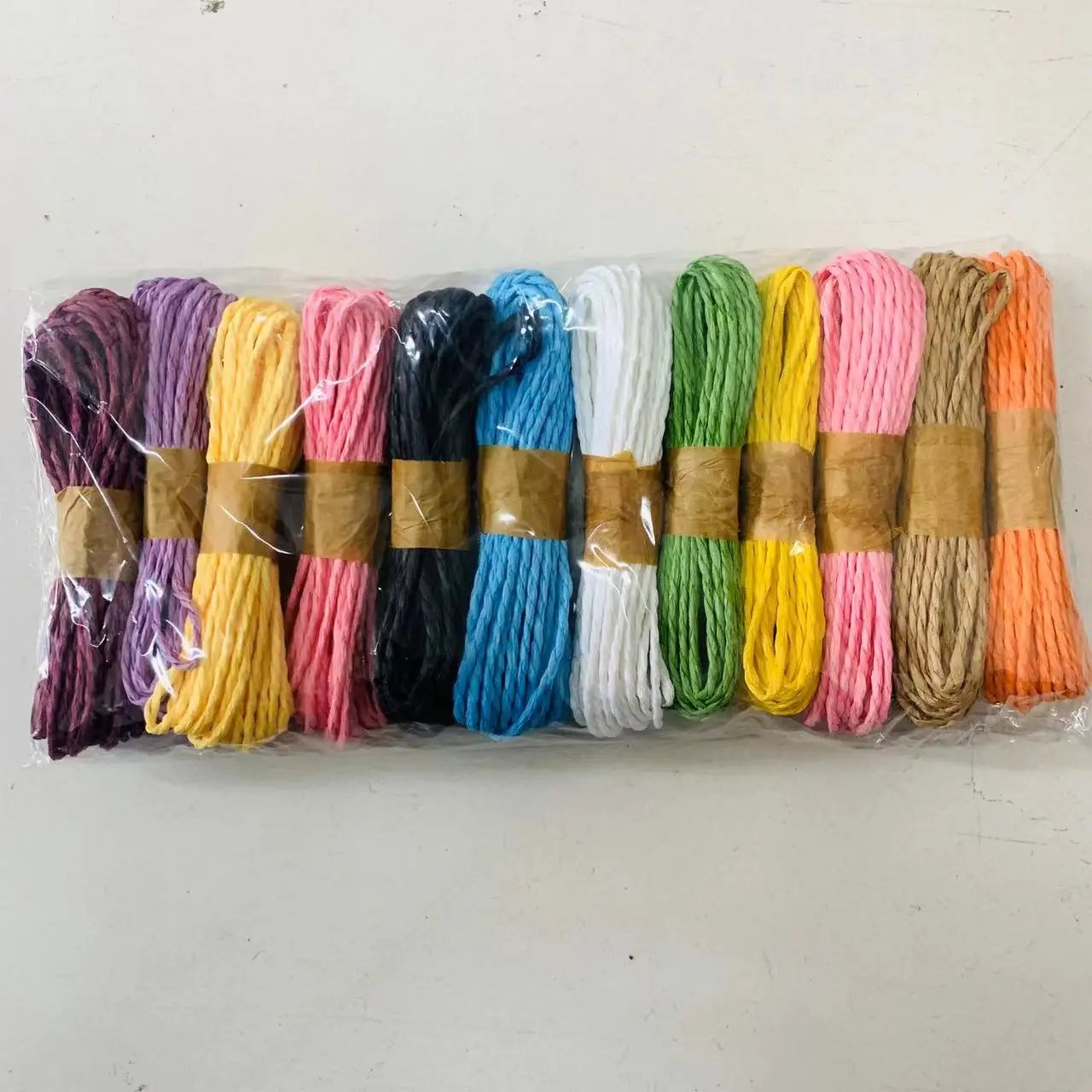 Wholesale garment paper hang tag loop string elastic bungee cord loops Colored Twisted Paper String Cord DIY Craft Paper Rope