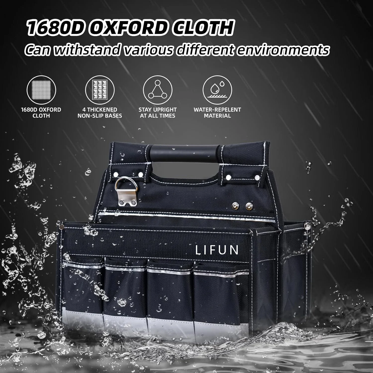 Small Open Top Tool Bag, Tool Tote Bag with Handle.18 Pockets Small Foldable Tool Bag Organizer