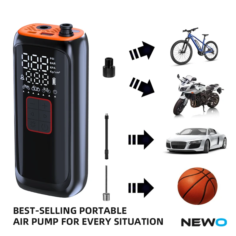 Hot Sale Smart Portable Wireless Electric Air Compressor Pump Tire Inflator Black 12V ABS Inflate Bicycle and Other Tires CN;GUA