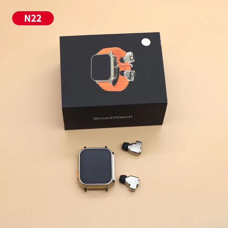Hot N22 Smart Watch Ultra Smartwatch With Earbuds 2023 Smart Watch With Earbuds 100% Silicone Inteligente