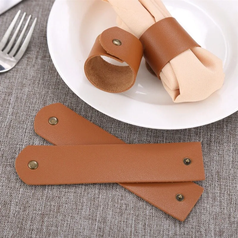Wholesales Leather Napkin Rings Dinning Table Decorative Napkin Tie Party Dinner Restaurant Table Napkin Ring Holder