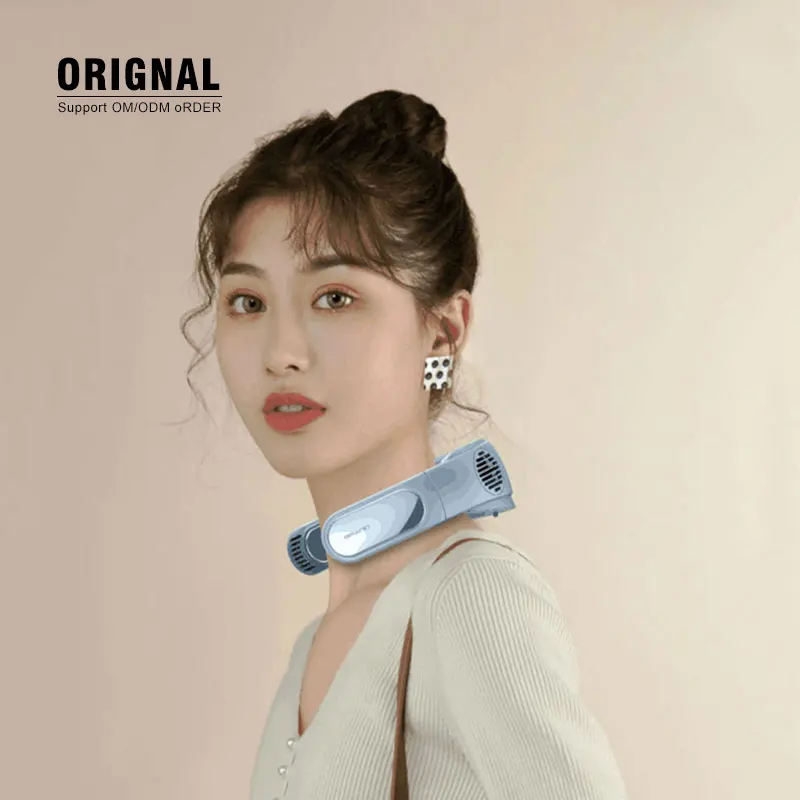 2022 Новые Беспроводные спортивные вентилятор USB шеи холодный компресс охлаждающий вентилятор модная куртка с надписью «mini портативный складной USB Зарядка вентилятор на шее