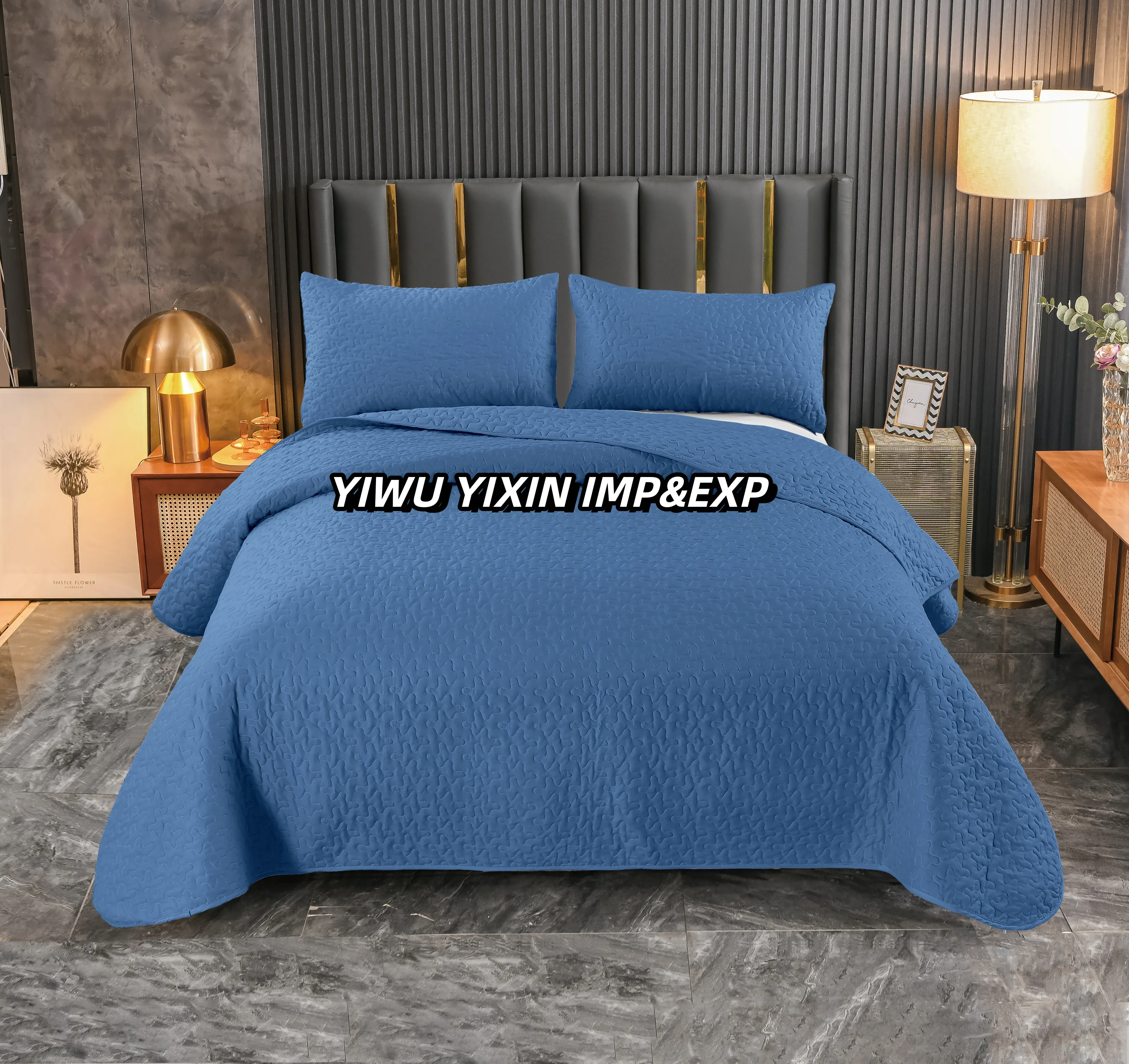 Factory Direct Quilted Bedspread on The Bed  3 PCS Cover Set of 2 PCS Pillow Case Cobertor Juego