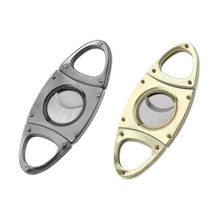 Stainless Steel Double Blade Cigar Cutter European And American Portable Cigar Cutter Knife Customization