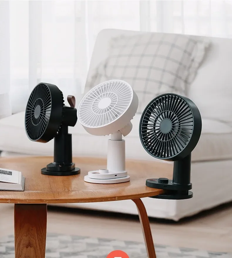 USB Rechargeable Portable Desk Folding Cooling Fan Outdoor Camping Mini Floor Fan 4000mAh Home Office Silent Fan with Clip