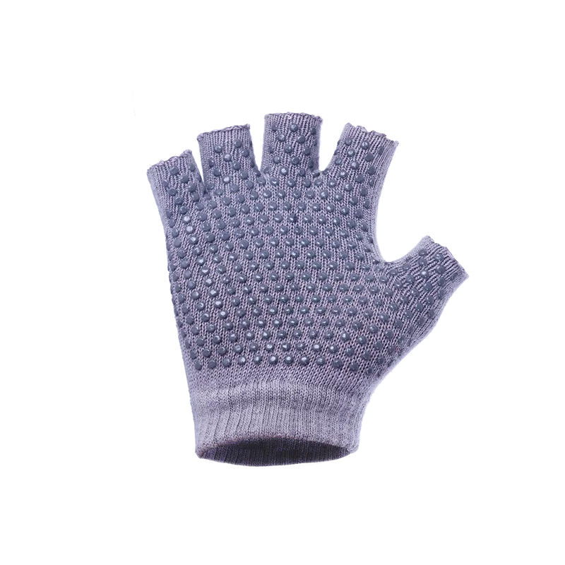 yoga gloves with anti-sliding grips in cotton spandex ,the 5 fingers mitt style