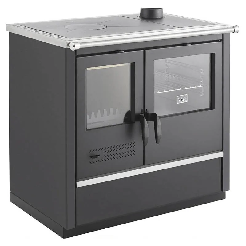 indoor heating wood burning stove flue inlet 80mm wood cooker with oven