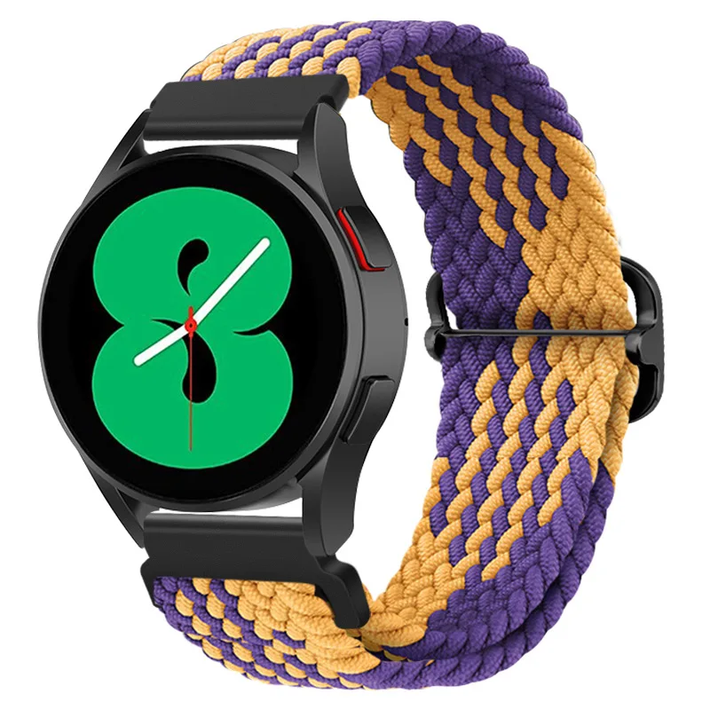 20mm 22mm Quick Release Pin Wristband for Samsung Galaxy Watch4 40mm 44mm Adjustable Nylon Braided Elastic Watch Strap