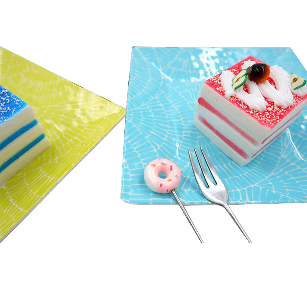 
Безопасный и экологически чистый 8 дюймов меламина закуска десерт закуски торт палец-фуд сервировочный квадратная пластина 