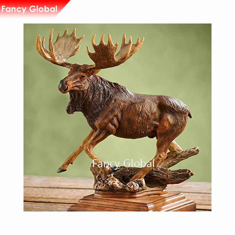 Outdoor Modern Garden Animal Custom Life Size Metal Bronze Elk Statue Moose Sculpture