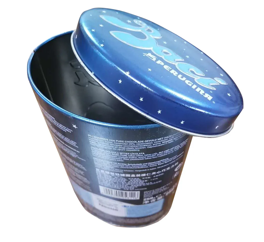
High quality blue 250g 8.8oz oval tin cans for chocolate candy 