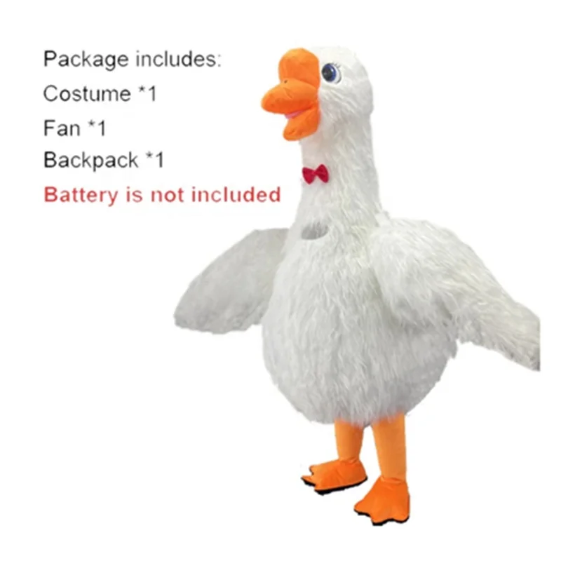 Inflatable White Swan Mascot Costume Adult Furry Goose Suit for Entertainment Stage Wear Full Body Animal Cosplay Dress