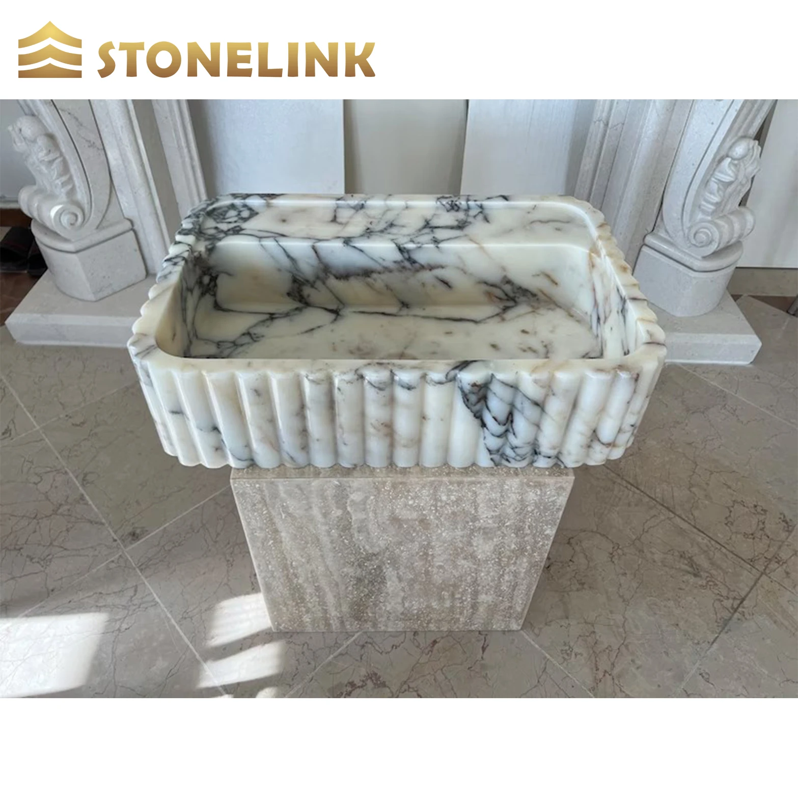 Stonelink Quality Calacatta Violet Marble Sink Marble Basin Modern Countertop for indoor bathroom decor