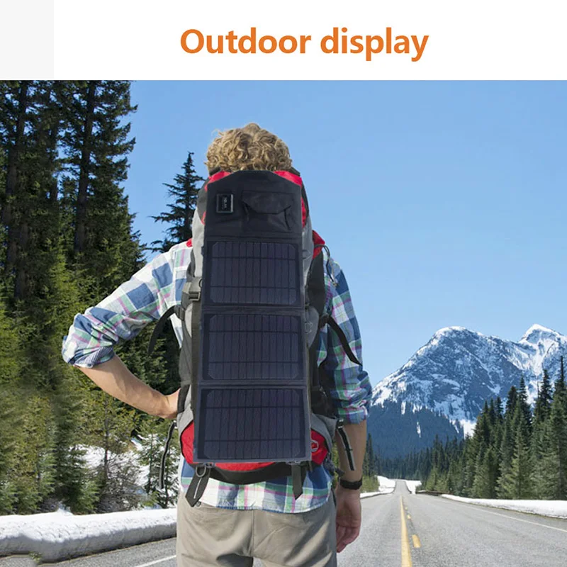 
foldable solar panel charger 19.5W with USB-charging Port for mobile phone, tablet, camping 