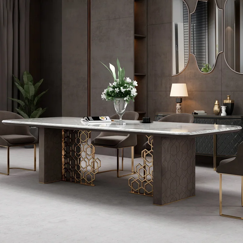 Luxury Dining Furniture White Marble Top Table