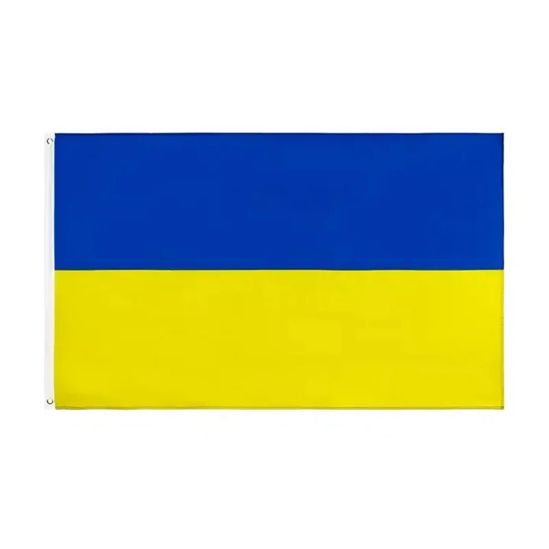 Оптовая продажа новые материалы индивидуальная упаковка 3 Х5 футов высококачественные прямоугольные флаги Украины с латунными Люверсами