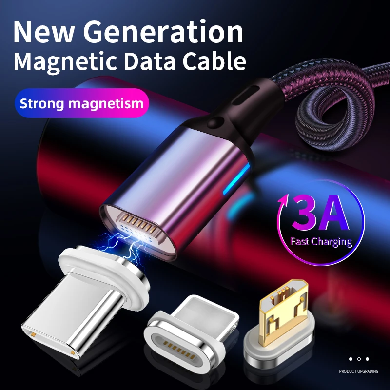 SUNLINE горячая Распродажа боковой свет Магнитный светодиодный индикатор мобильный телефон USB кабель 3A Быстрая зарядка квадратный разъем