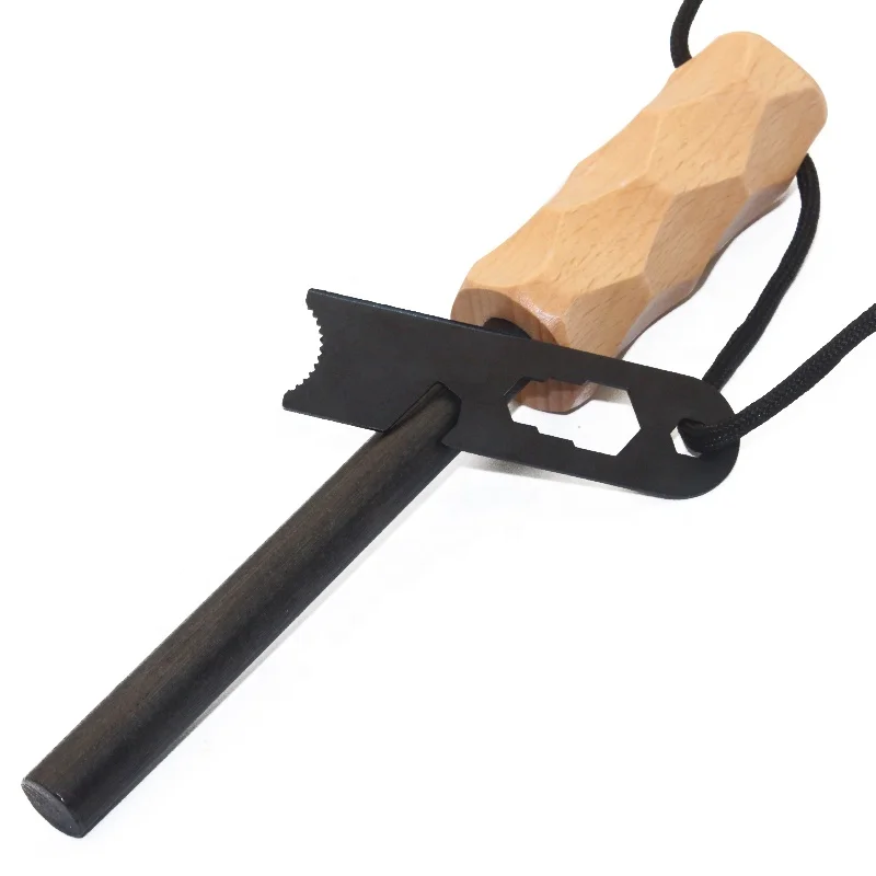 Heavy-Duty Custom Survival Feuerstein Large Ferro Rod Fire Starter Fire Steel Wood Handle Feuerstab