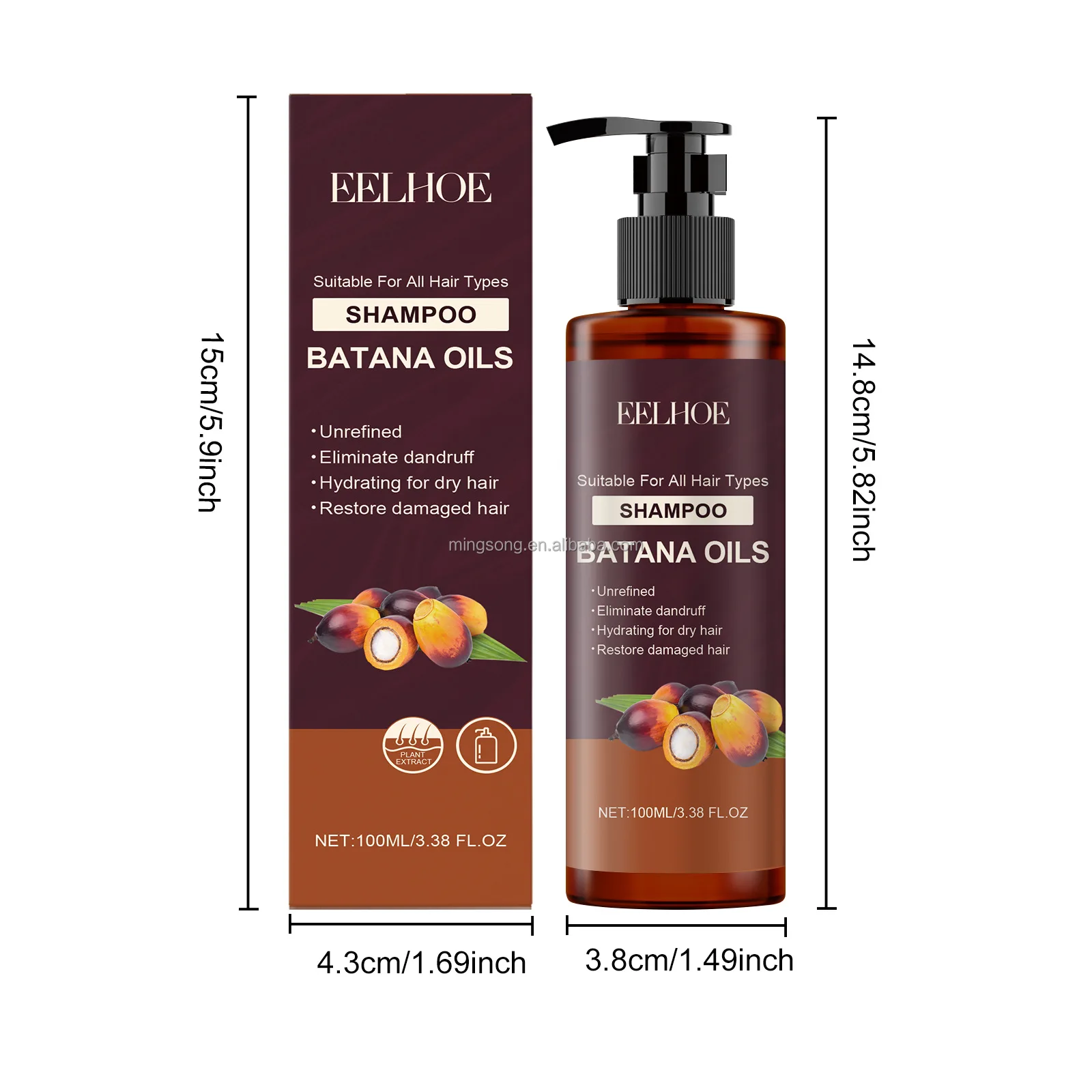 Eelhoe products hair care nourishing repairing batana oil shampoo and conditioner 100ml