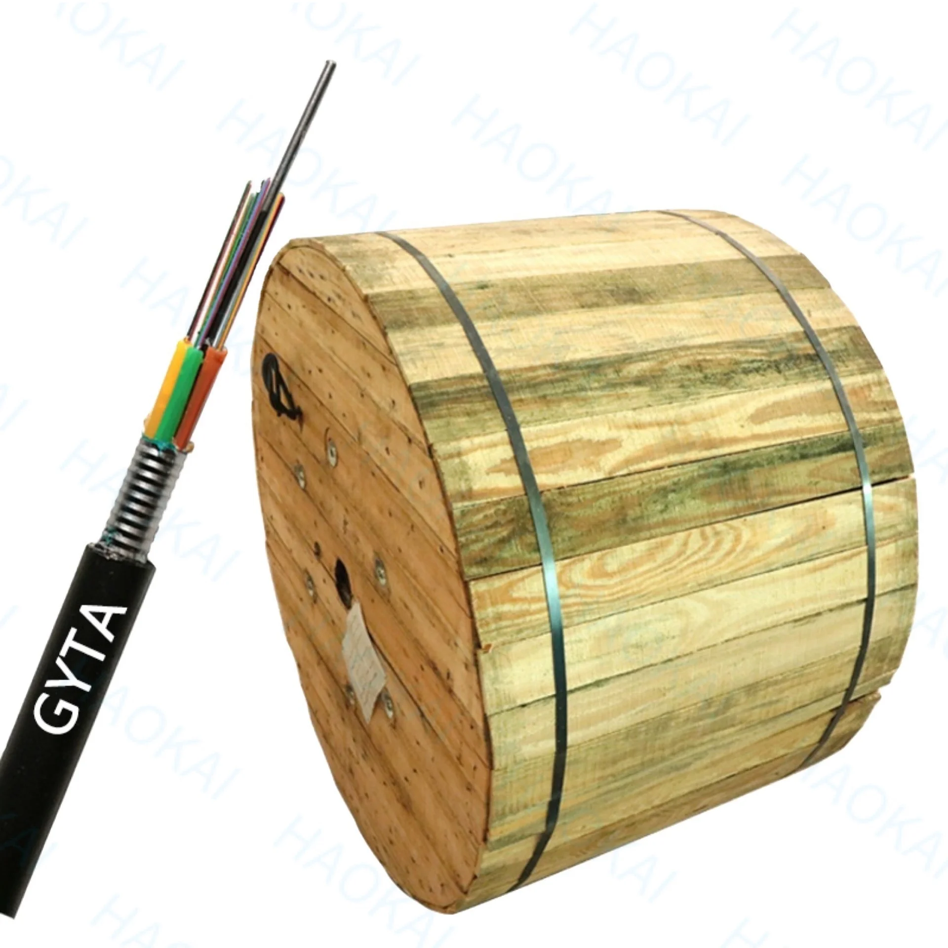 
 Двухместная PE куртка бронированный стальной лентой GYTY53 GYTS53 GYTA53 одиночный режим 24 сердечника волоконно-оптического кабеля  