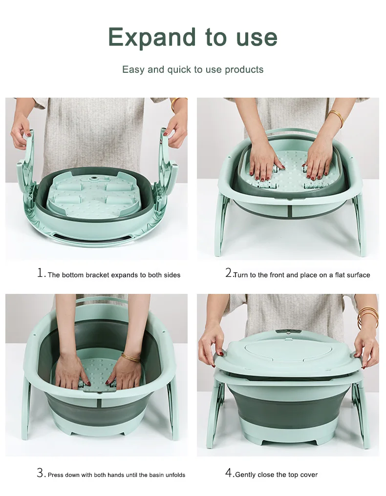 
New model fashion custom design Green massage foot bath barrel Folding foot bath barrel Hanging foot bath barrel 