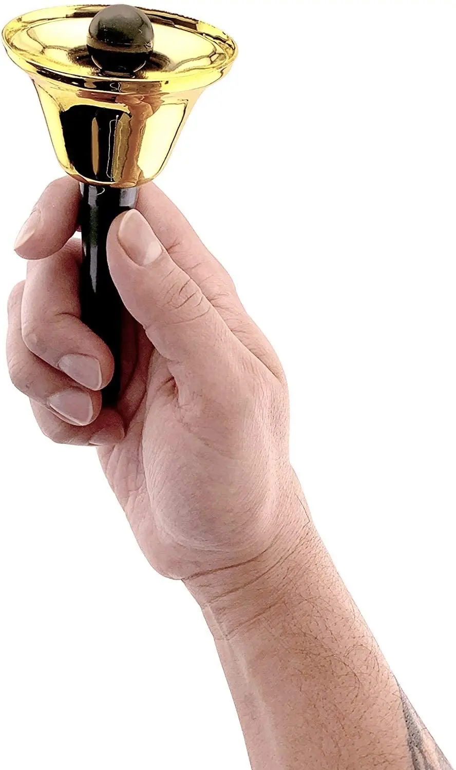 Call Bell for for Schools, Dinner Calling, Seniors Large Loud Black Wooden Handles Gold Steel Hand Bell Loud Call Bell Alarm
