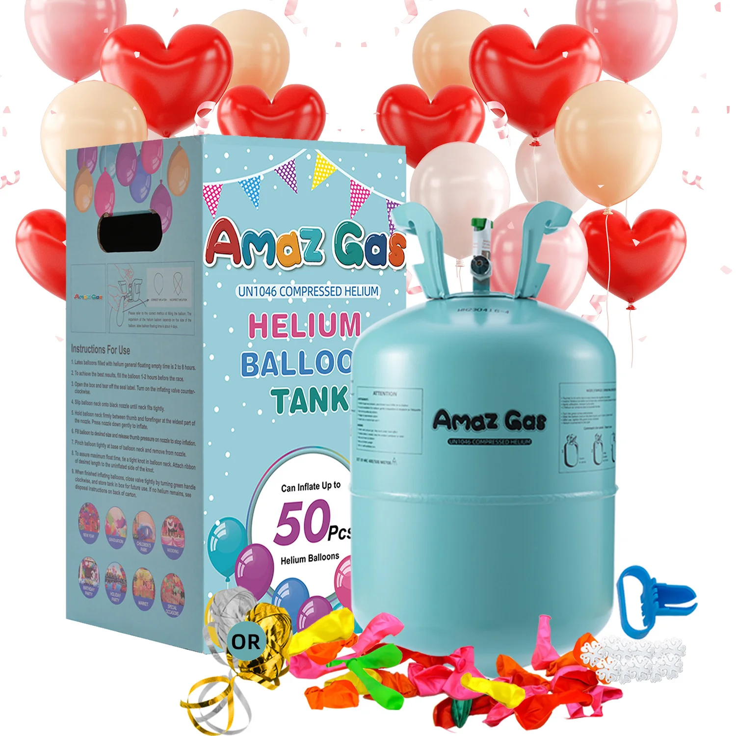 Wholesale Disposable 13.4L 50pcs Home Helium Gas Tank Helium Gas Cylinder for Balloon