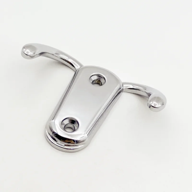 Modern Silver Double Coat Hooks Small Metal Cabinet Wardrobe Clothes Hook Wall Mount Furniture Hardware