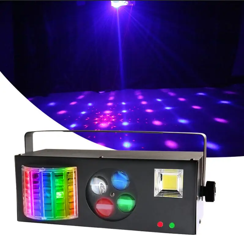 Cheap 4in1 RGB Led Laser Stage Light Projector Dj Lighting Strobe Dance Floor Sound Activated Led Disco Light For Party Club