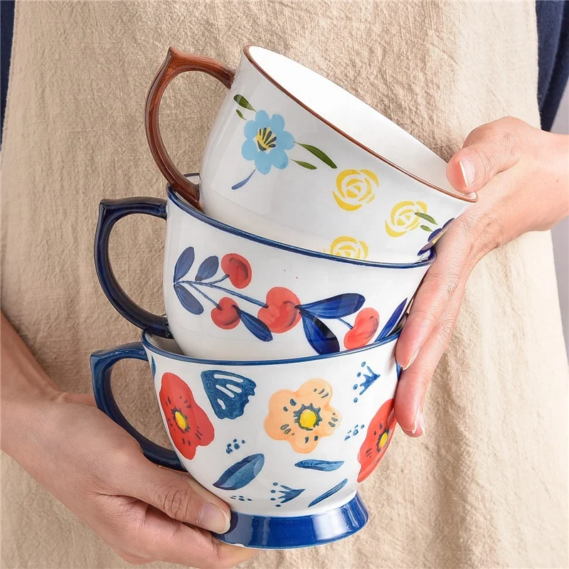 New Ins European American Microwave Oven Office Baking Roasted Large Handle Cup Milk Coffee Oatmeal Breakfast Mug