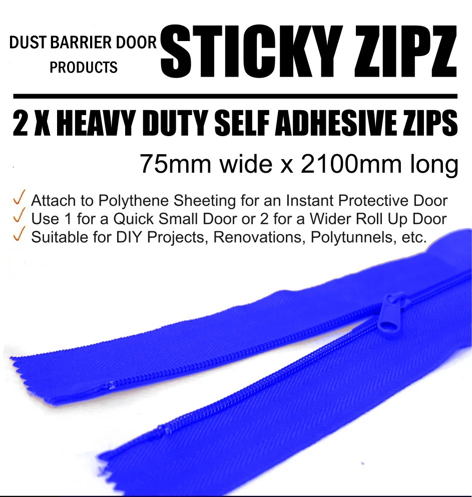 3inch x 7ft Adhesive Zipper for Dust Barrier Cleaning and Restoration