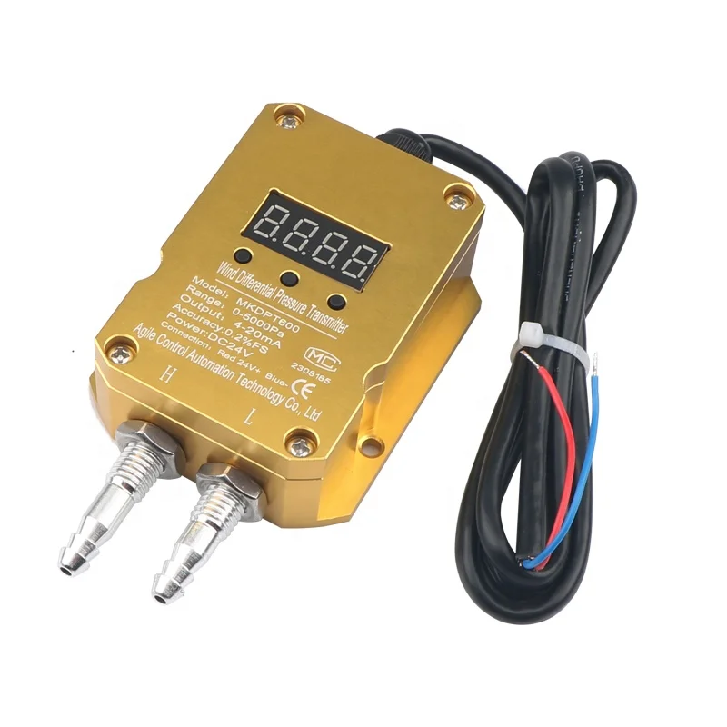 Wind Pressure Sensor Corridor Low Pressure 5 kpa LED Digital 4-20ma Differential Pressure Transmitter for Air Compressor