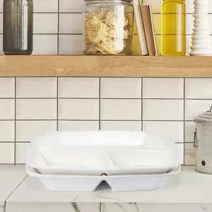 Nordic Ceramic 10 Inch Matte 3 Compartment White Serving Sustainable Ceramic Porcelain Plates