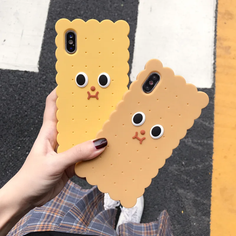 Funny shock proof wavy edge cute silicone cartoon cookie cel phone case for iphone