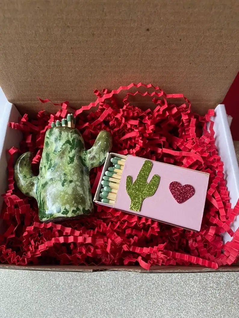 colorful cute flower cement match holder ceramic Cacti cactus  match Strikers