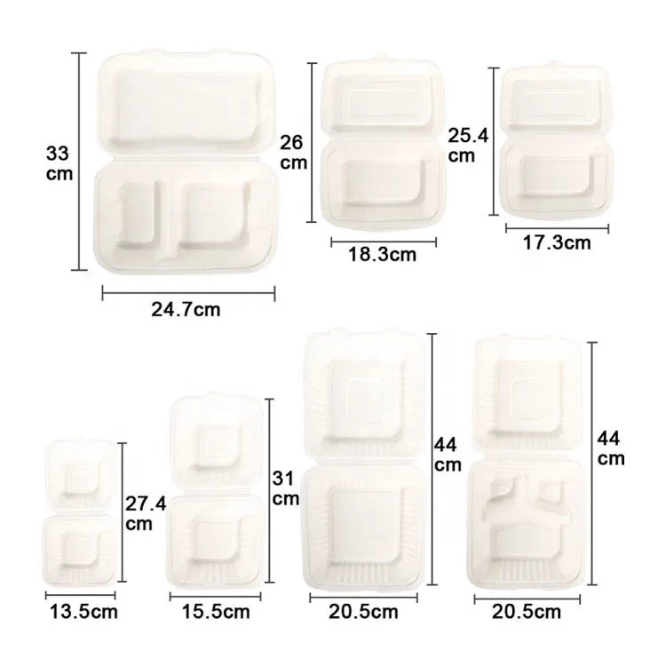 Gloway Oem Eco-Friendly Food Prep Container Biodegradable Disposable 2 Compartment Takeaway Food Container For Restaurant