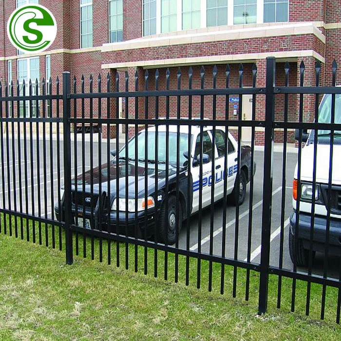 Powder Coated Steel Tubular Fencing Galvanized Spear Head Picket Steel Fence Galvanized Steel Fence