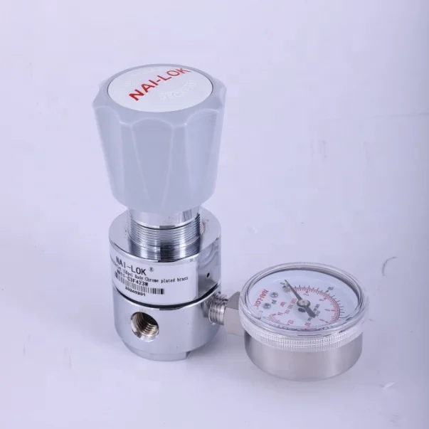 NAI-LOK Gas Laboratory High Pressure 3500psi 1/4' FNPT Hydrogen Gas Cylinder Pressure Regulator With Two Gauges