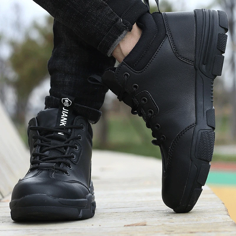 Custom In stock fashion keep warm in winter rubber sole antistatic industrial protective lightweight steel toe safety work shoes