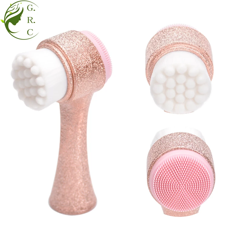 2 In 1 Green Stand Spin Spa Silicon Makeup Remove Dry Face Massage Exfoliator Foam Clean Brushes Facial Cleansing Brush With Box