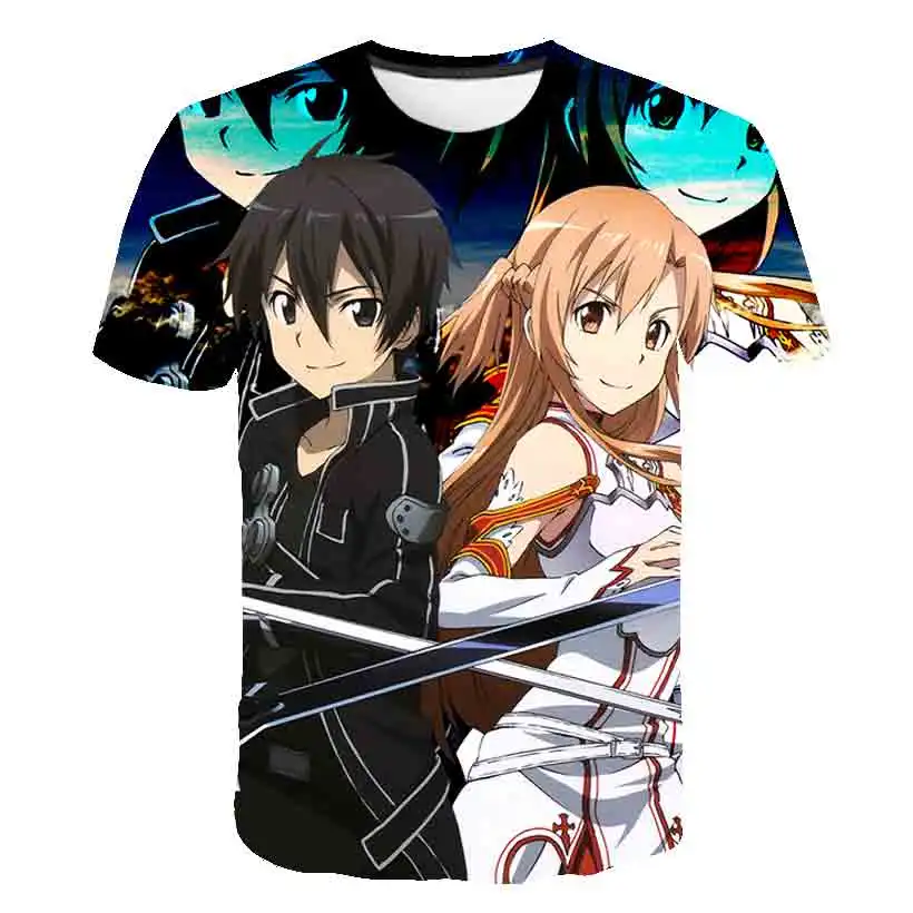 Sword Art Online SAO 3D Printed Shirt for Men Summer Harajuku Clothes 3D Printing Shirt From Men Japanese Manga Tee Shirt