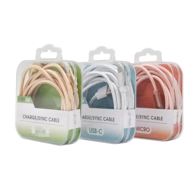 In Stock Nylon Braided 2M Type C Charging Cable Mobile Phone Charger Cable For Micro USB