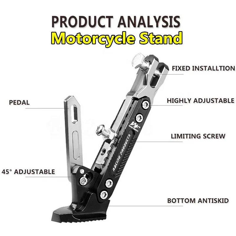 Adjustable Foot Side CNC Metal Motorcycle Foot Kickstand Side Bracket Motorcycle Side Stand