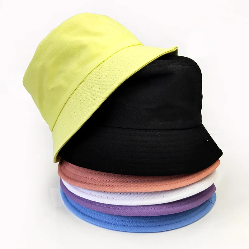 Хлопковые однотонные летние пляжные шляпы с логотипом на заказ для детей и взрослых, без рисунка