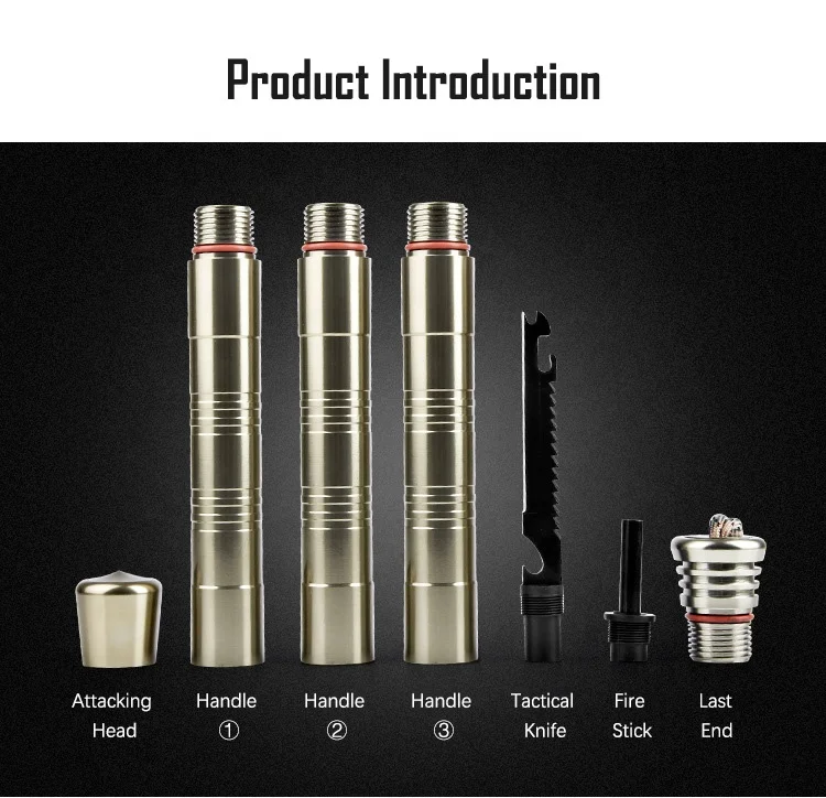 New Fashion Mini Multifunction Self Defense Stick Mini Camping Self-defense Stick With Knife&fork For Picnic Multi-tools